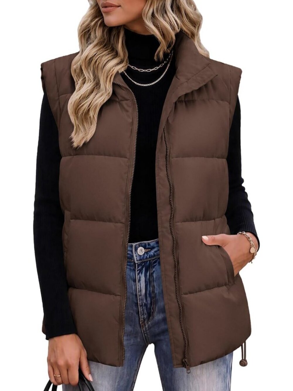 Lightweight Quilted Puffer Vest for Women - Sleeveless Winter Jacket, Cozy
